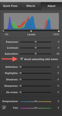 an image of a screen shot of the camera's settings for photoshopping