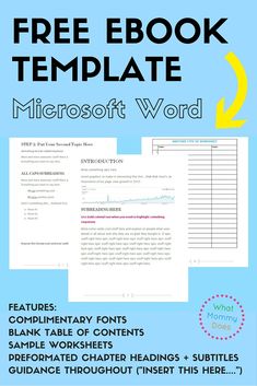 the free ebook template for microsoft word is shown in this graphic file, with text below it