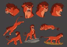 the lion king character model sheet from disney's live - action movie, simba