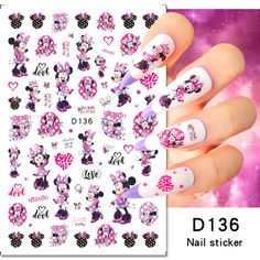 Disney Nail Art, Anime Stitch, Disney Princess Nails, Stickers Disney, Mickey Nails, Disney Princess Anime, Anime Decals, Accessories Nail, Anime Nails