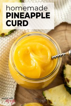 homemade pineapple curd in a mason jar