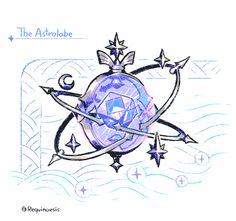 the astrolabe logo with stars and an arrow on it's back side