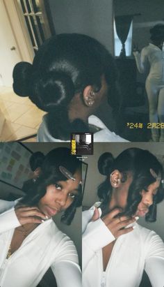 2 Bangs And Bun Weave, Scalp Braids Bun, Up And Half Down Hairstyles, Hairstyles To Do On A Mannequin Head, Two Buns With Weave, Cute Hairstyles With Bundles, Bantu Knots With Ponytail And Bangs, Hairstyles For Real Hair, Two Bangs With Bun