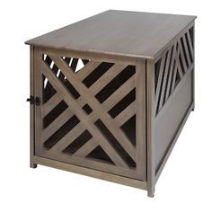 a wooden box with lattice design on the sides