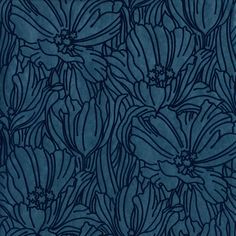 a blue background with large flowers on it