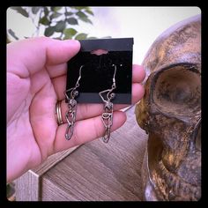 Hanging Skeleton Earrings Handmade With Love From Our Spooky Halloween Boutique All Of Our Jewelry Comes Beautifully Wrapped In Either A Jewelry Box Or In A Organza Bag Halloween Boutique, Hanging Skeleton, Skeleton Earrings, Witch Doctor, Handmade With Love, Earrings Color, Boutique Jewelry, Spooky Halloween, Organza Bags