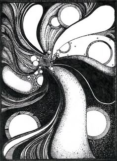 a black and white drawing of an abstract design