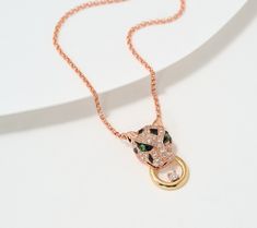 Fierce and fabulous, this feline-inspired necklace features diamonds and tsavorite gemstones. Pair the panther piece with a power suit and you're ready to take on whatever comes your way! From Effy. Panther Necklace, 1 Rose, Inspired Necklace, Power Suit, Rose Gold Jewelry, Panther, Feline, Gold Jewelry, Jewelry Necklaces