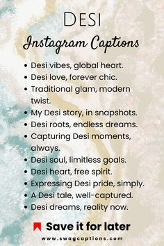 the words desi instagramm captions are displayed