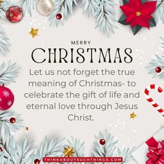 merry christmas message with ornaments and decorations