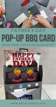 father's day pop up bbq card using your cricut or silhouette