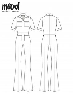 the front and back view of a women's jumpsuit sewing pattern