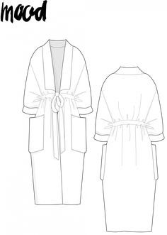 the front and back view of an unlined robe