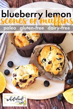 blueberry lemon scones of muffins on a plate