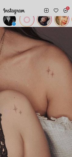 the back of a woman's breast with stars on it