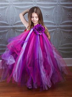 Omg! Tay will love this! I think we can make it...I'm definitely gonna try Purple Tutu Dress, Kids Flower Girl Dresses, Purple Flower Girls, Purple Flower Girl Dress, Purple Girls Dress, Purple Tutu, Pink Tutu Dress