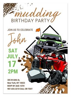 a birthday party with a monster truck on it