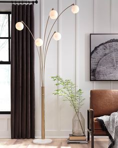 Taliya Arc Lamp L725119 White Contemporary Floor Lamp By Ashley - sofafair.com Gold Arched Floor Lamp, Arc Floor Lamp, Gold Floor Lamp, Arched Floor Lamp, Floor Lamps Living Room, Arc Lamp, Contemporary Floor Lamps, White Floor Lamp