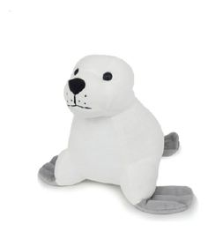 a white stuffed animal sitting on top of a white floor