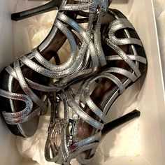 Never Worn. Very Elegant And Detailed. Calvin Klein Shoes, Silver Heels, Womens Calvin Klein, Shoes Women Heels, Calvin Klein, Shoes Heels, Size 7, Women Shoes, Heels