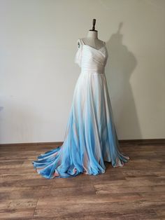 "\"Sea\" wedding dress/skirt. Hand painted silk wedding dress/skirt. Beach wedding dress/skirt  Colors of your choice. The bodice of the dress can be made according to your desired pattern. If you liked this skirt/dress, check out our other similar model: https://www.etsy.com/listing/1513537614/new-sea-ombre-wedding-dressskirt-beach Be NOTED!  It takes at least 5-6 months to make this painted dress model. When ordering on Etsy the table gives the longest period of two months. Please have in mind Nautical Wedding Dress, Ocean Theme Dress, Water Inspired Dress, Ocean Inspired Dress, Ocean Themed Dress, Wedding Dress Colors, Colorful Wedding Dress, Wedding Jumpsuits, Wedding Dress Skirt