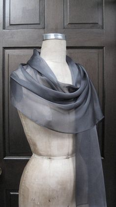 Charcoal Chiffon Shawl Wrap Scarf Elegant Sheer Silk Scarves, Outfit Large, Wrapped Lights, Chiffon Shawl, Wrap Scarf, Chiffon Scarf, Gray Fabric, Sheer Material, Shawl Wrap