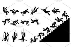 stick figure falling down the stairs