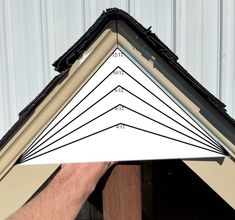 a man is holding up the top of a roof with five different angles on it