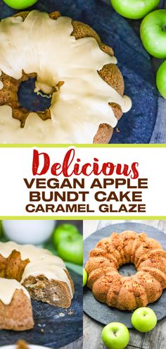 delicious vegan apple bundt cake with caramel glaze