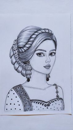 a drawing of a woman with braids in her hair