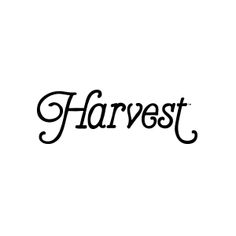 the word harvest written in black ink on a white background