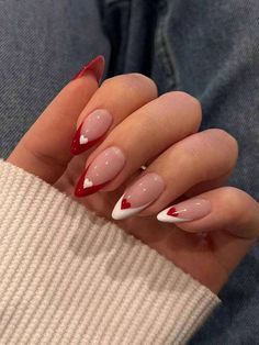 Stiletto Nails Short, Red And White Nails, Bow Nails, Rainbow Nail, Heart Nail, Party Nails, Nail Swag