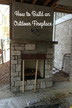 an outdoor fireplace with the words how to build an outdoor fireplace on it's side