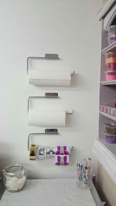 GREAT idea for storage and organization in your home nail salon! | nail technician room ideas | nail salon ideas #nailsalon Home Nail Salon Ideas, Nail Technician Room, Salon Interior Design Ideas, Nail Room Ideas, Tech Room, Pedicure Station, Nail Salon Interior Design, Nail Salon Interior, Beauty Room Salon