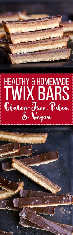 healthy and homemade twix bars made with cocoa and virgin chocolate