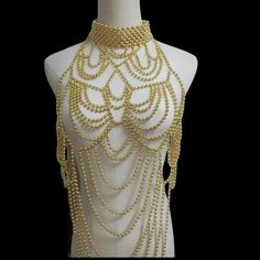 44870702301350 Gold Pearl Chain Jewelry For Party, Party Gold Jewelry With Pearl Chain, Silver Beaded Body Jewelry For Party, Beaded Body Chain For Summer Festivals, Glamorous Summer Party Body Chain, Summer Festival Beaded Body Chain, Party Body Chain With Pearl Detail, Glamorous Gold Body Chain For Evening, Glamorous Body Jewelry For Summer Night Out