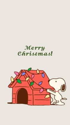 snoopy and his doghouse merry christmas card