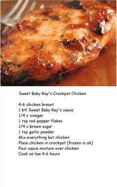 Sweet Baby Rays Crockpot Chicken, Baby Ray, Sweet Baby Ray, Healthy Slow Cooker, Nigella Lawson, Slow Cooker Recipes Healthy, Hot Fudge