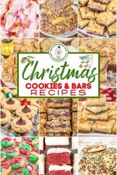 christmas cookies and bars recipe book with pictures of different types of desserts on it