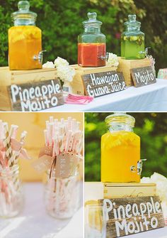 there are many different types of drinks in mason jars