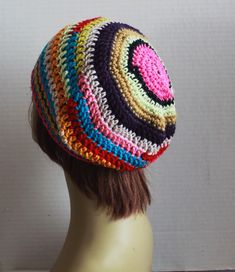 Striped Hat Colorful Beanie Scrap-yarn Crochet Slouchy Beanie - Etsy Handmade Multicolor Crochet Hat, One Size, Adjustable Multicolor Hippie Crochet Hat, Handmade Multicolor Crochet Hat One Size, Handmade Multicolor Slouchy Hat, Multicolor Handmade Slouchy Hats, Multicolor Crochet Yarn Cap, Multicolor Brimmed Crochet Hat In Cotton Yarn, Handmade Multicolor Crochet Hat In Hippie Style, Multicolor Hand Knitted Crochet Cotton Hat