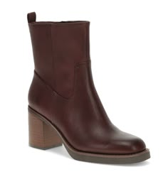 Giana - Bloodstone - Hero Brown Boots Small Heel, Leather Block Heel Boots With 4-inch Heel, Brown Leather Boots With 4-inch Heel, Brown 4-inch Heel Ankle Boots, Short Cowboy Boots, Casual Brown Mid-calf Boots With Zipper Closure, Toe Loop Sandals, Wide Width Sandals, Mule Sneakers