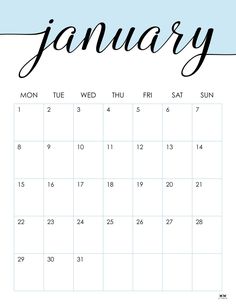 a calendar with the word january written in black and white ink on it, next to a