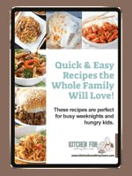 the cover of quick and easy recipes for whole family meals, including meats and vegetables