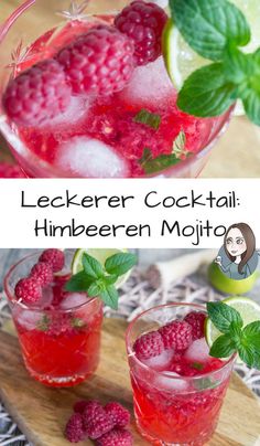 two glasses filled with raspberry lemonade and mint garnish on top