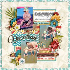 a scrapbook page with pictures of babies and flowers