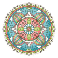 a colorful circular ornament on a white background