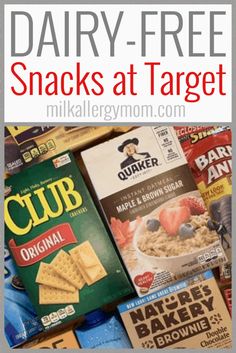 dairy - free snacks at target with text overlay