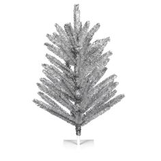 a silver christmas tree on a white background