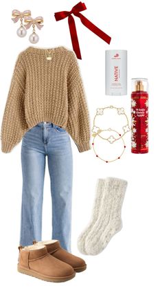 #christmas #outfit #winteroutfitinspo #winter Christmas Lights Outfit Ideas Winter, What To Wear To A Christmas Concert, Christmas New York Outfits, Simple Christmas Outfits For Women, Christmas Jeans Outfit, Christmas Day Outfit Ideas, Christmas Casual Outfits Women, Christmas Light Outfit, Christmas Outfit With Jeans